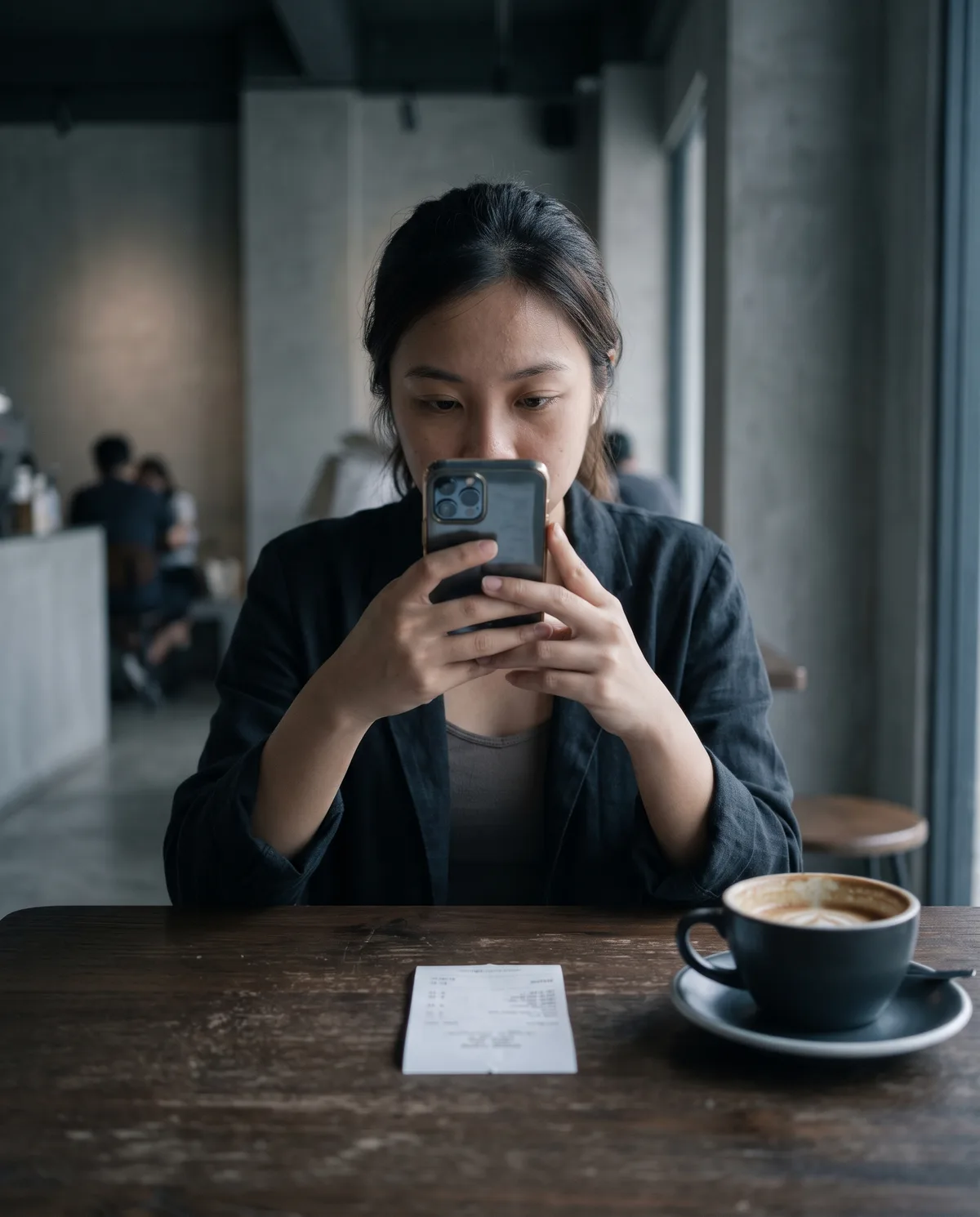 Employee photographing a receipt with her phone