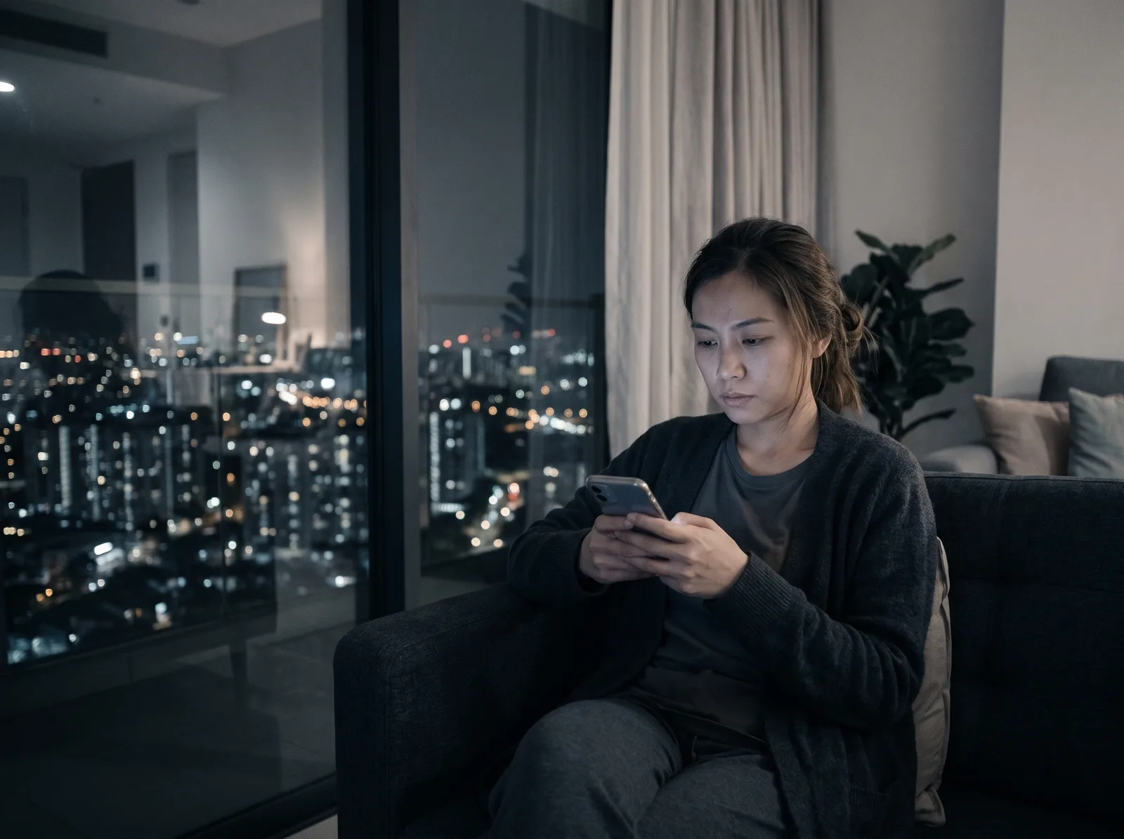 Resident booking a facility on her phone at home